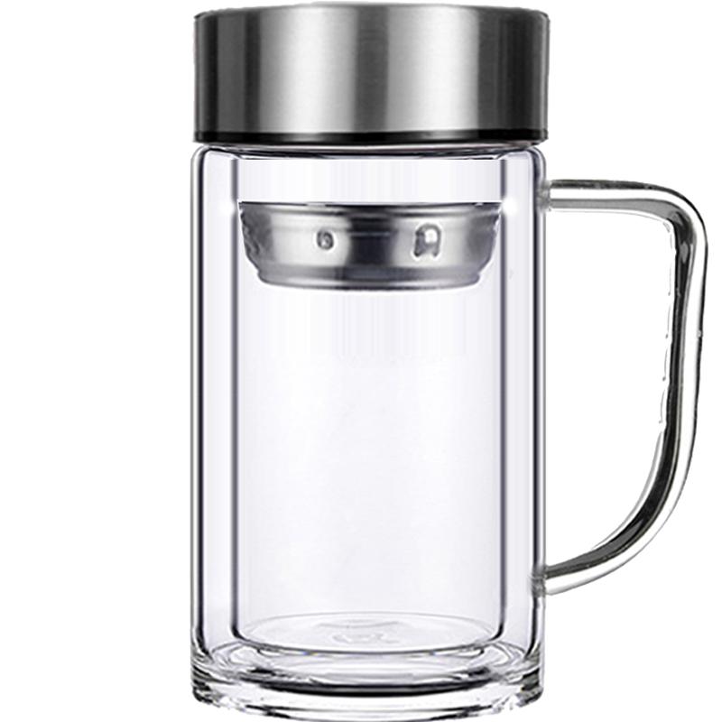 高档加厚茶水分离双层玻璃杯