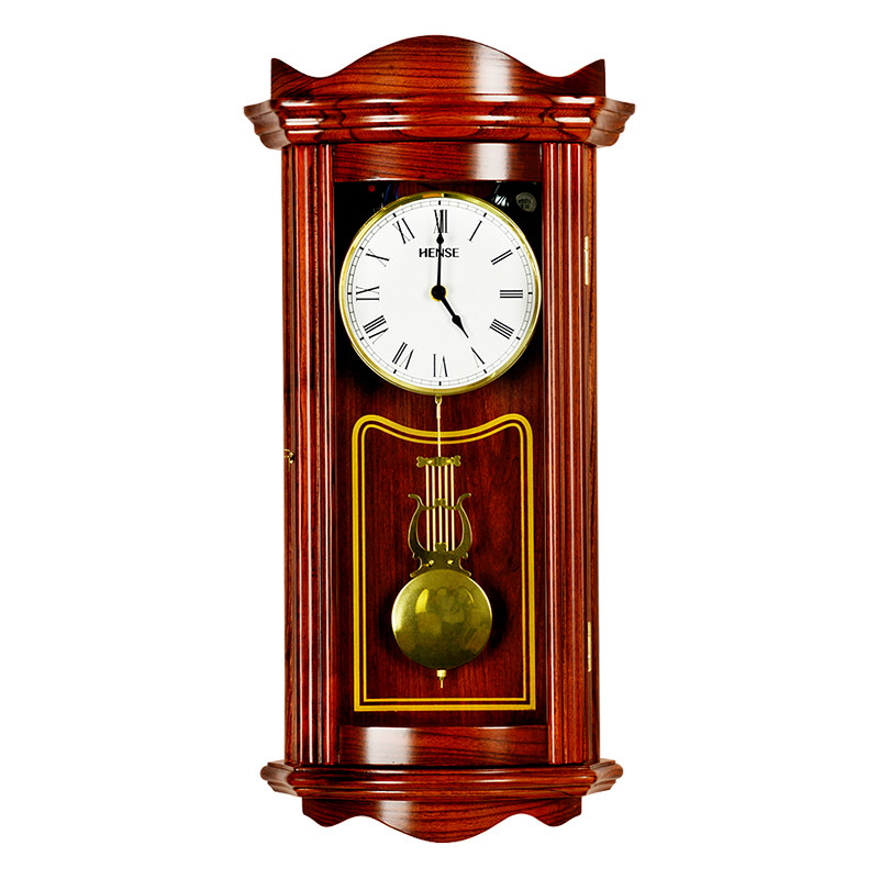 客厅报时挂钟汉时实木长条欧式