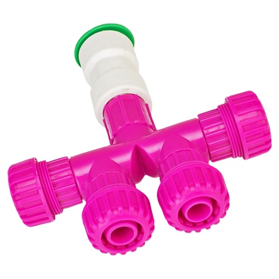 德奥大流量软硬管接头四通分水器