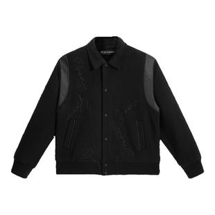 太平鸟男装 Daria ong联名合作系列黑色翻领夹克外套男