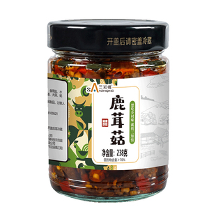 鹿茸菇下饭菜咸菜香辣湖南开味酱菜辣椒酱下饭即食瓶装238克拌饭