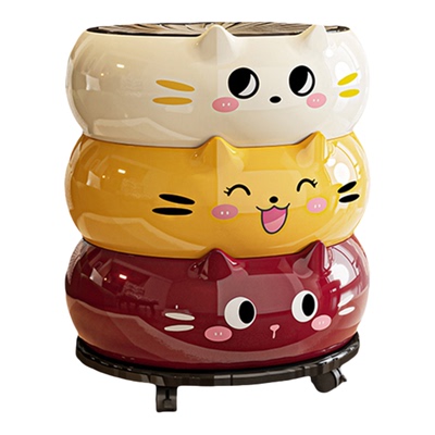 可爱卡通按压垃圾桶大容量带盖