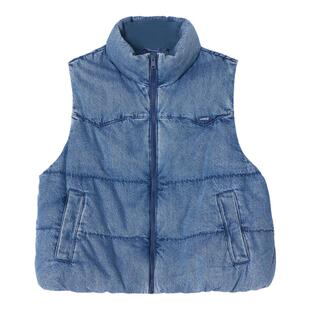 Levi's李维斯26冬季新款女士美式复古休闲宽松立领牛仔马夹羽绒服