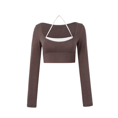 ANNERUN裸感撞色瑜伽服长袖