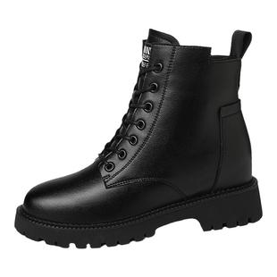 富贵鸟女鞋秋冬季2026新款加绒马丁靴内增高春秋短靴妈妈高帮皮鞋