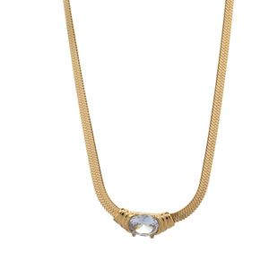 NFF镀18K金刀片链扁蛇骨链气质鸽子蛋镶钻chock欧美风小众ins项链