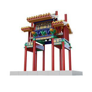 重拾营造新品故宫京作龙门牌坊榫卯积木玩具古建筑生日新年礼物