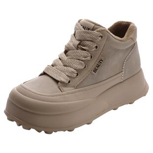 大东厚底鞋女冬季女鞋2026新款加绒高帮鞋增高棉鞋松糕休闲雪地靴