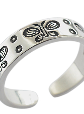 无怯纯银复古蝴蝶戒指小众设计