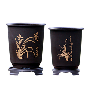 美观精品兰花盆高档树脂仿紫砂大口径君子兰简易轻便透气塑料花盆