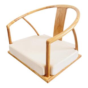 日式飘窗椅无腿靠背椅中式矮椅子白坯老榆木圈椅实木榻榻米主人椅