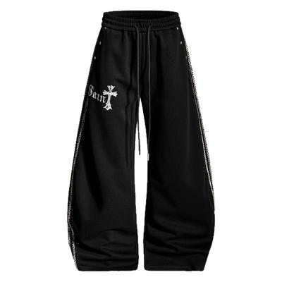 【蚀月镜】jazz爵士街舞十字架印花阔腿裤女系绳高街风休闲裤子