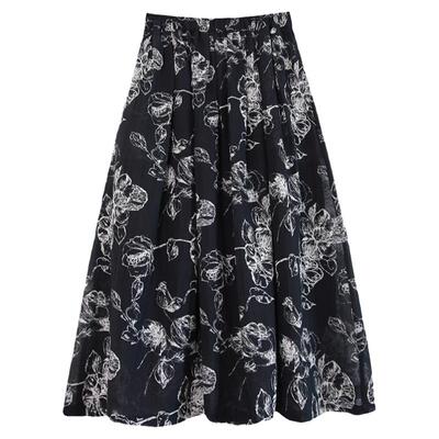 ZAN原创中长款a字文艺棉麻半身裙