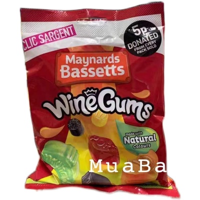 现货 英国Maynard Bassetts酒胶糖果汁QQ糖水果软糖无添加165g