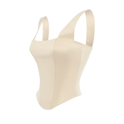 法式束腰鱼骨胸衣缎面吊带背心