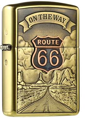 zippo打火机黄铜雕刻66号公路