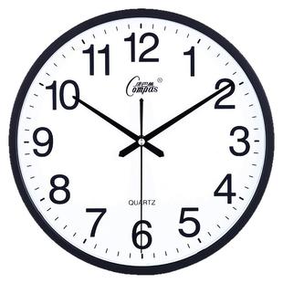 康巴丝14英寸轻奢简约圆形扫秒挂表客厅创意挂墙静音玻璃挂钟机芯