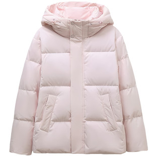 90白鸭绒奶呼呼可爱粉色短款羽绒服女2025韩系冬季新款小个子外套