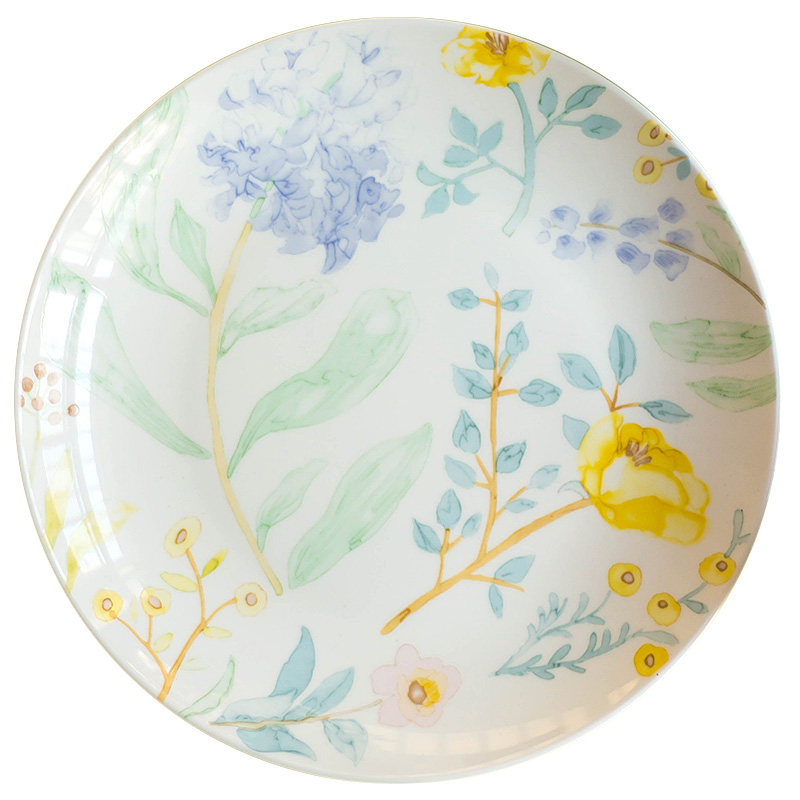 釉中彩|Flora 清新骨瓷西餐盘深汤盘子家用菜盘8英寸早餐陶瓷餐具
