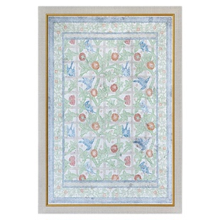 若奈艺廊 挂毯画《春燕海棠》光泽感水溶手绘花窗画客厅艺术画