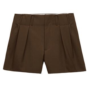 [特享折扣]欧时力 立体压褶精纺直筒短裤裤子女休闲通勤显瘦秋冬