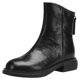 星期六切尔西靴女款短靴新款短靴子烟筒靴厚底瘦瘦靴皮靴棕色女靴