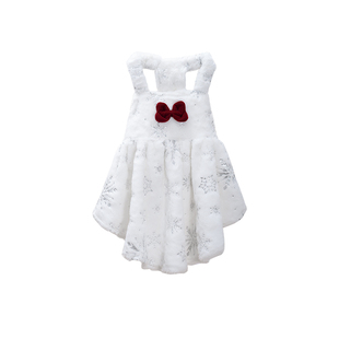 现货大狗裙子秋冬绒毛婚纱礼服公主裙圣诞节新年保暖大型犬小型犬