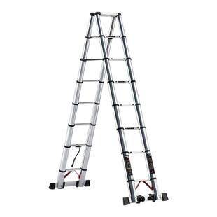 便携超高人字梯7/6/5米人字梯特粗厚伸缩梯子工程梯调高低家用梯