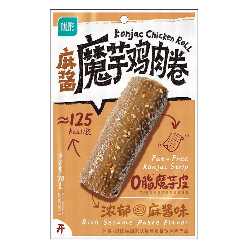 优形魔芋鸡肉卷即食香辣麻酱味代餐健身饱腹零食宵夜鸡胸肉卷