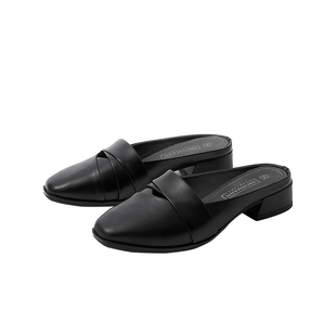 宝舒曼2026夏季新款真皮包头半拖穆勒鞋女外穿高级感单鞋式凉拖法