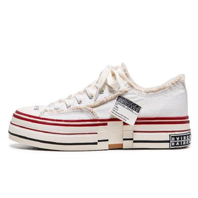 帆布鞋男款运动低帮板鞋厚底休闲