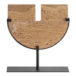 侘寂风黄洞石装饰摆件高级感玄关入户茶几酒柜异形创意家居饰品