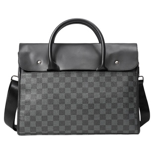 Cnoles Katbee新款商务格子手提包公文包欧美时尚单肩包电脑包