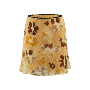 Lily Rose野玫瑰 法式复古印花高腰显瘦a字半身裙女+蕾丝吊带背心