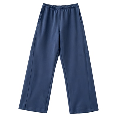 秒发！baby酱蓝色休闲裤女2025秋冬韩国个性切口松紧腰卫裤长裤子