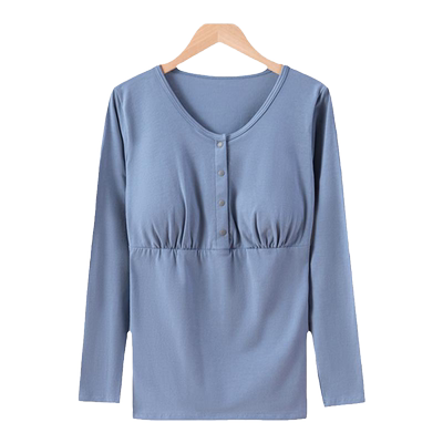 若恬哺乳上衣暗扣圆领