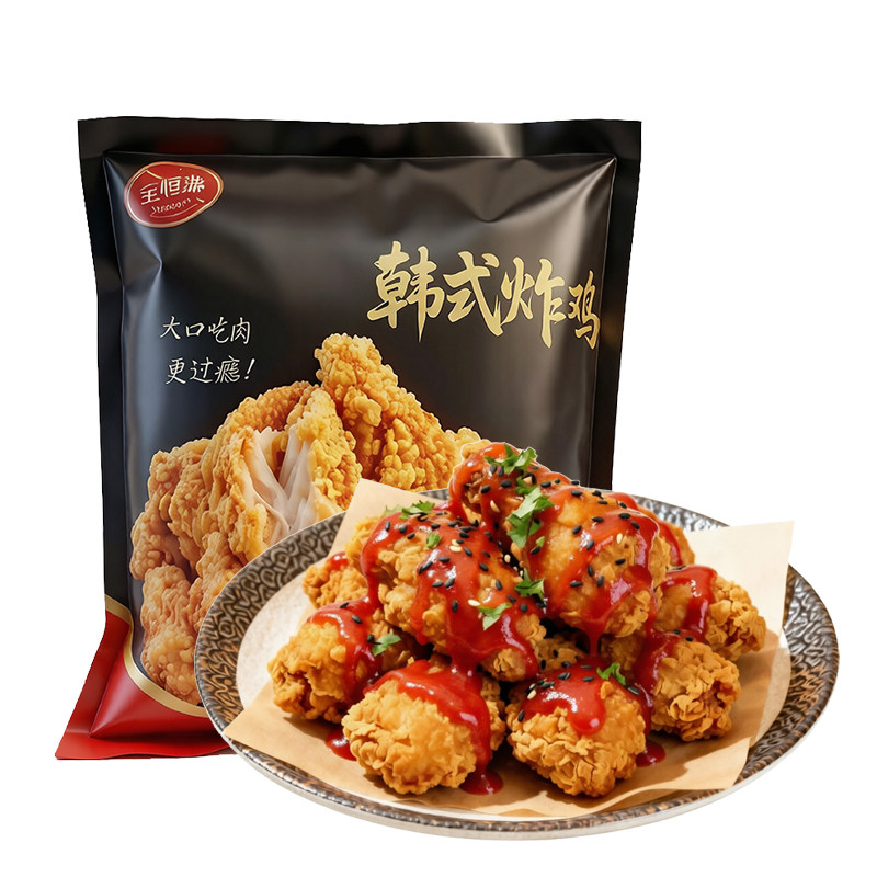 宝恒源脆皮炸鸡冷冻半成品韩式无骨炸鸡裹粉油炸小食轻油健康多肉