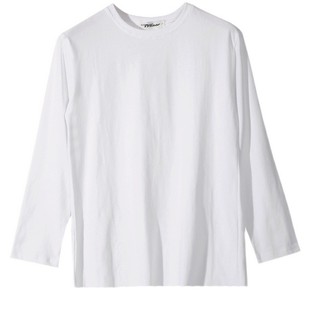 2026纯白色纯棉长袖叠穿t恤女秋冬季加绒加厚宽松内搭打底衫上衣