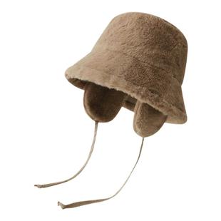 毛绒护耳渔夫帽女生冬天防风骑车帽子厚款毛茸茸保暖盆帽雷锋帽男