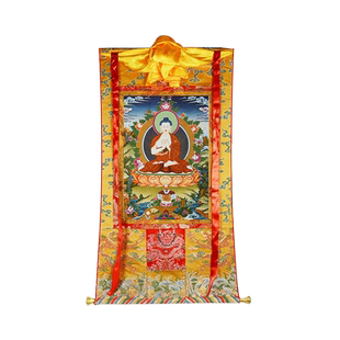 欧斯特燃灯佛矿物颜料唐卡室内家用定光佛双层装裱装饰挂画