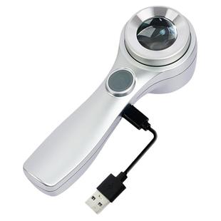 手持式60倍放大镜带灯刻度充电文玩烟酒邮票钱币鉴定专用高清便携