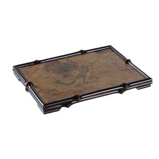 大漆筇竹岩石茶盘小茶台崖石干泡盘中式茶具复古托盘壶承茶道配件