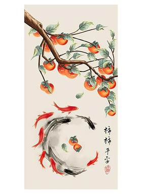 柿柿如意玄关壁布【全国上门贴】