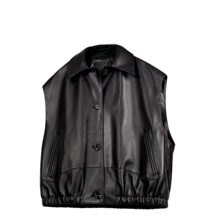 2025新款头层绵羊皮真皮皮衣女短款马甲宽松显瘦百搭休闲外套马甲