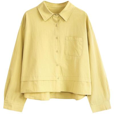 净版全棉白衬衣女士短款上衣大码