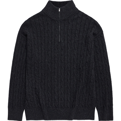 手工感中领羊绒绞花毛衣