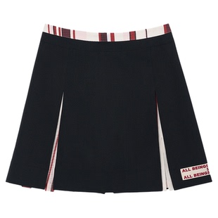 ALL BEINGS25SS小众设计感撞色双开叉条纹解构a字中裙半身裙夏季