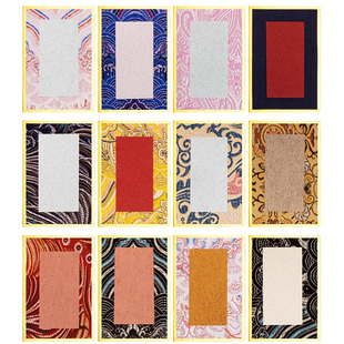 红星宣纸专卖店宋锦迷你硬卡书法摆件卡纸桌面装饰框台画文创摆台手写diy字画创意空白挂件彩色蜡染楮笺书签