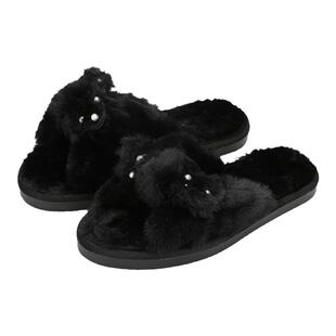 hotmarzz/黑玛拖鞋女秋冬外穿毛毛拖鞋新款秋冬黑色毛绒棉拖