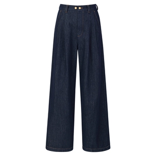 歌莉娅牛仔裤女春季2026新款休闲通勤长裤宽松阔腿裤子1F1CCD110